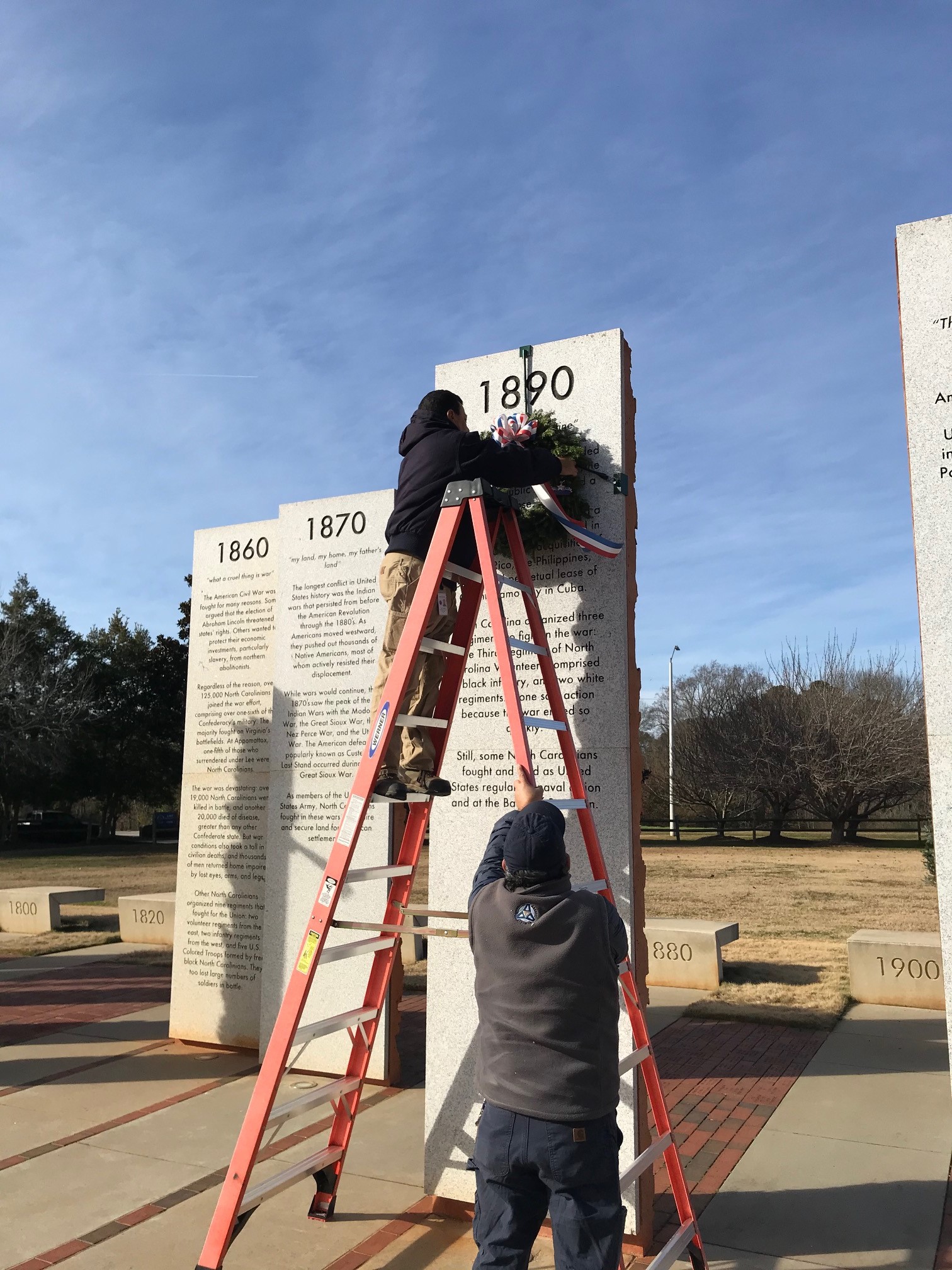 putting up the wreath