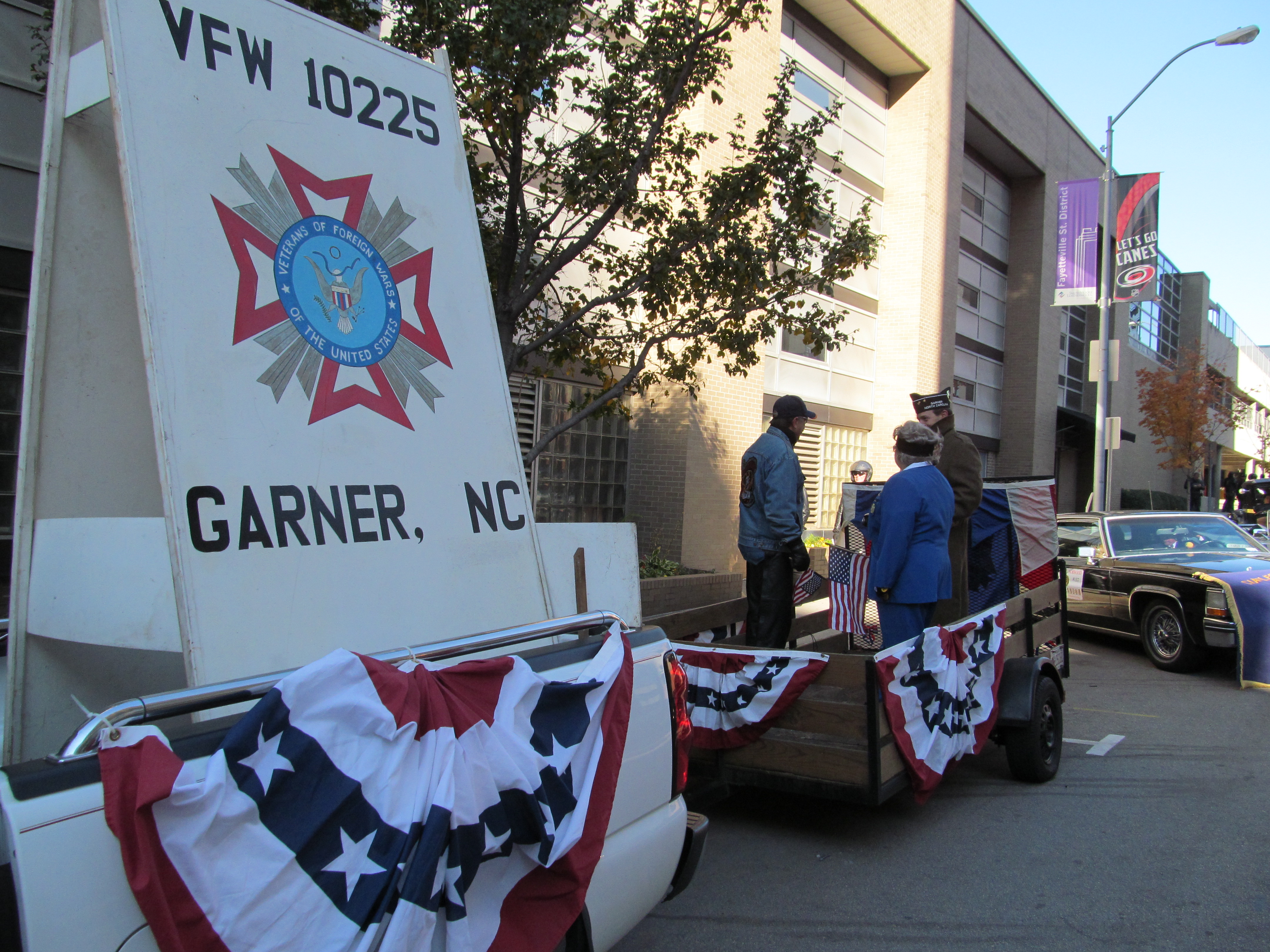 side pix of Veterans Day float